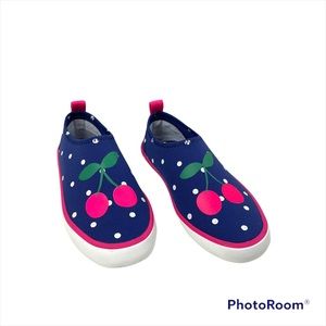 Mini Boden Cherry Water Shoes Toddler Girl Size 11 Blue Polka Dot Neoprene